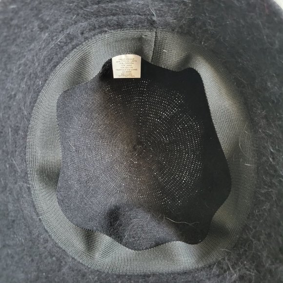 Vintage Wool Angora Bucket Hat, Black Fluffy Bucket Hat, Black Fluffy Brim Hat - Picture 4 of 10